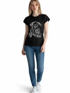 Creepy Graphic baby tee Sons of Anarchy black tee small/medium skull